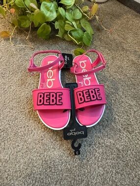 bebe Hot Pink Logo Strap Girls' Sandals